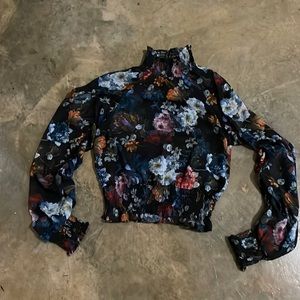 Sheer turtle neck flower top